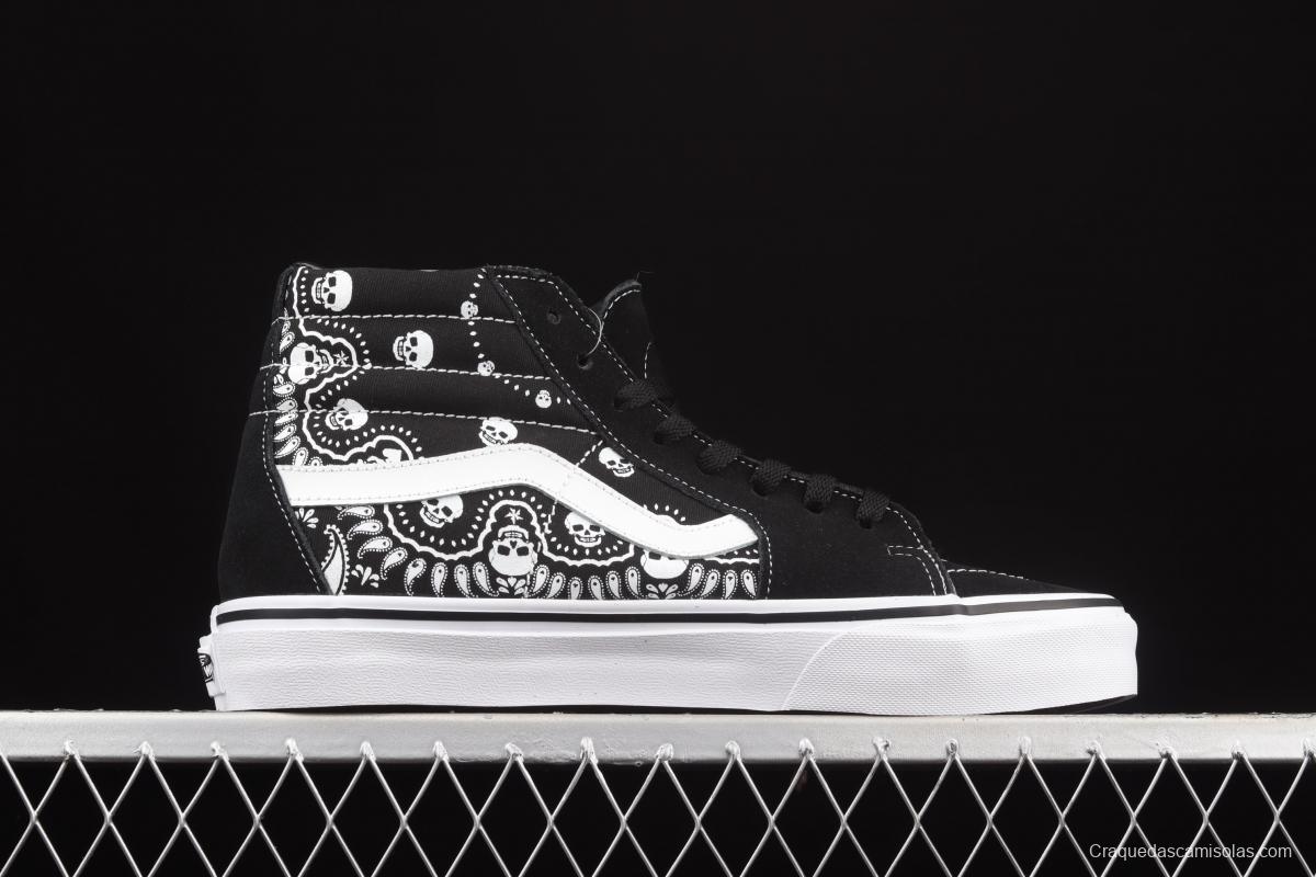 Vans Sk8-Hi skull cashew flower pattern high-top casual board shoes VN0A32QGD9S