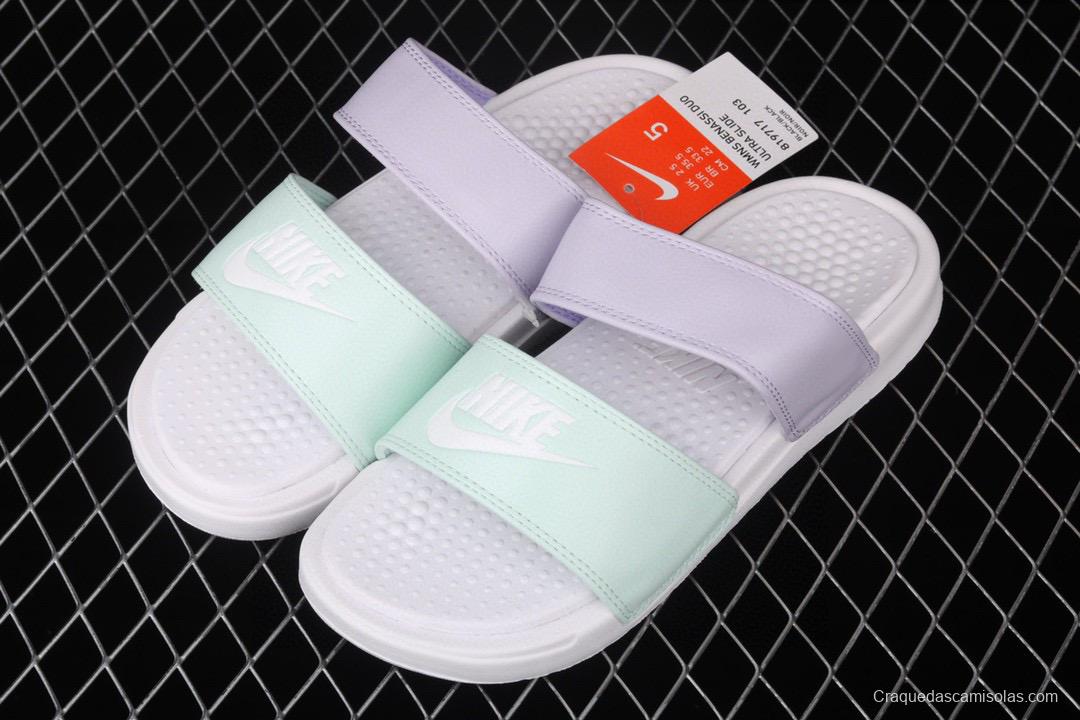 NIKE Benassi Swoosh # double belt ninja slipper series # authentic slippers life style summer beach slippers 819717-103