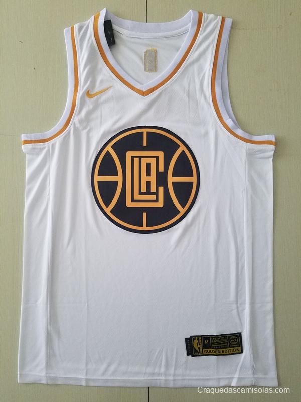 Paul George 13 White Golden Edition Jersey