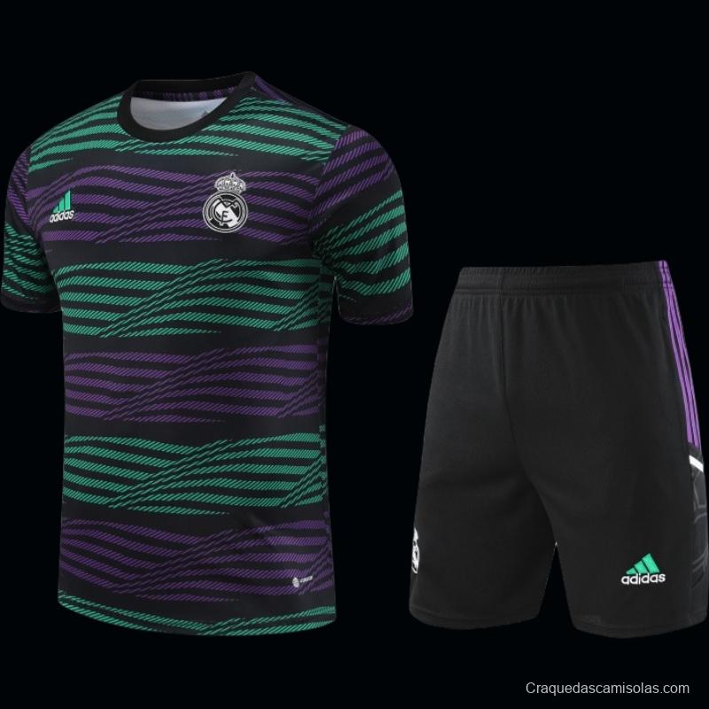 23-24 Real Madrid Stripe Pattern Short Sleeve+Shorts